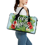 Toucan Aloha Hawaii Print Leather Duffle Bag