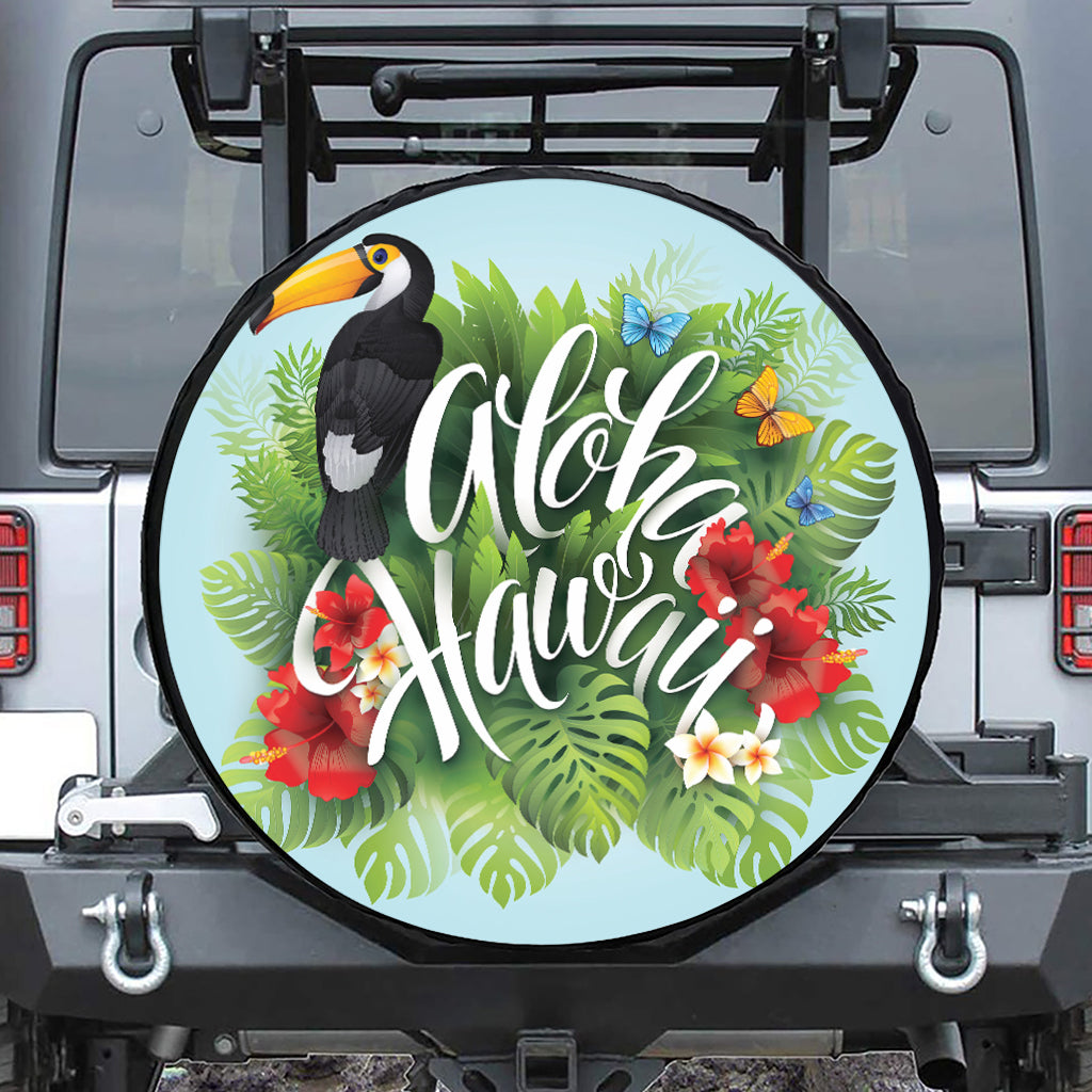 Toucan Aloha Hawaii Print Leather Spare Tire Cover