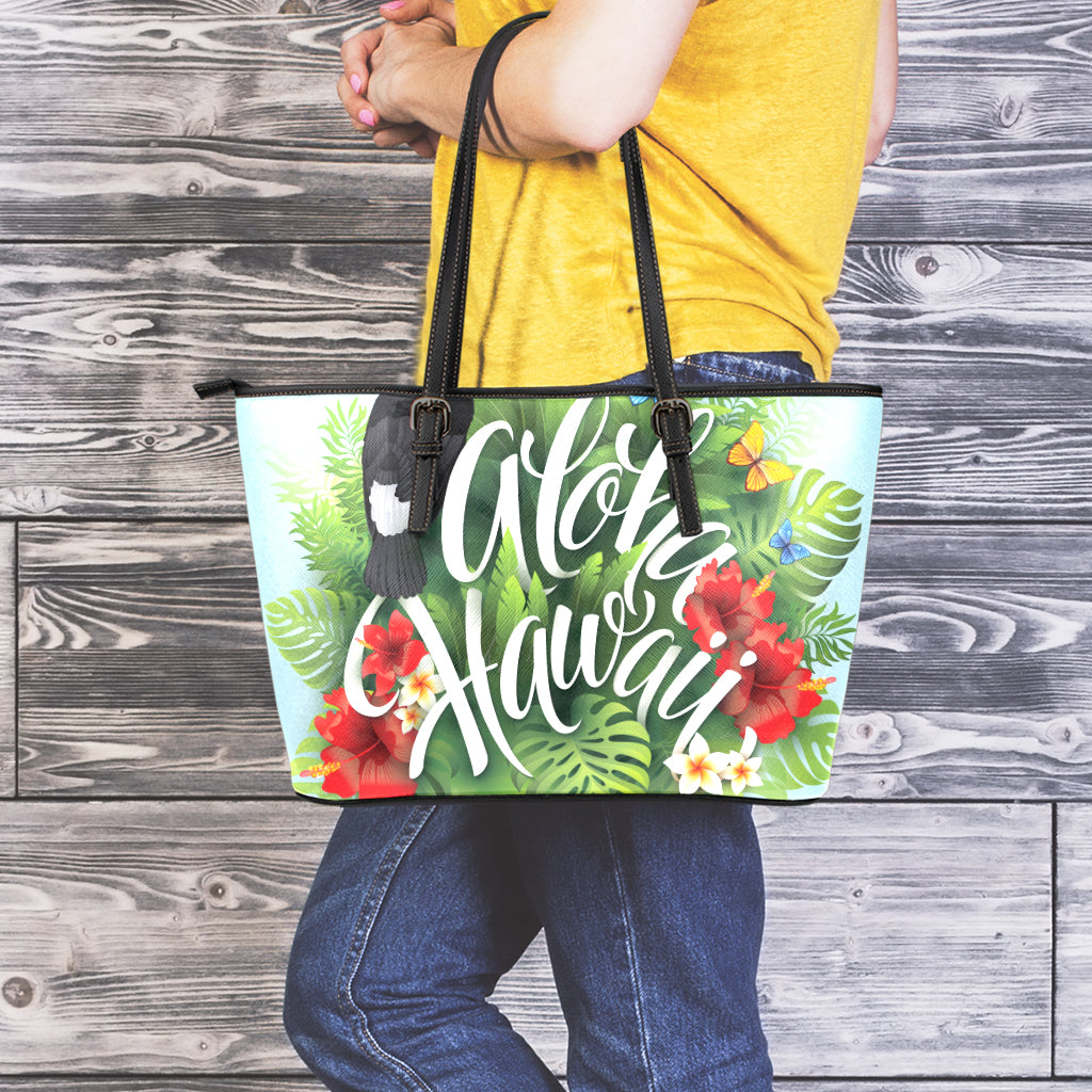 Toucan Aloha Hawaii Print Leather Tote Bag