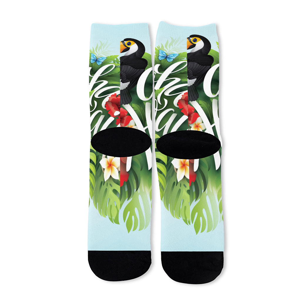 Toucan Aloha Hawaii Print Long Socks