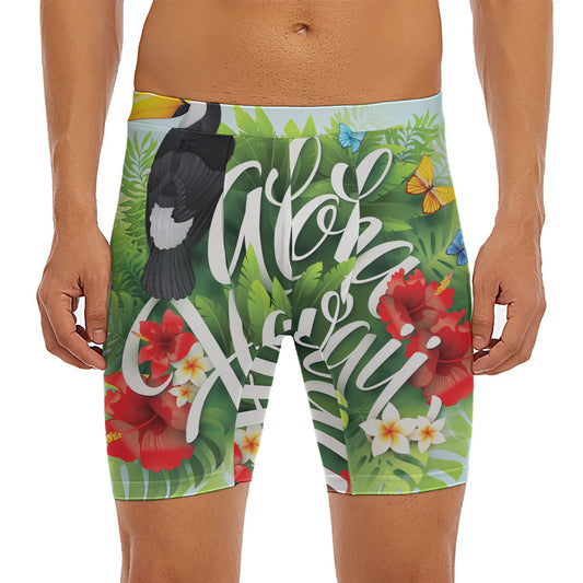 Toucan Aloha Hawaii Print Men's Long Boxer Briefs