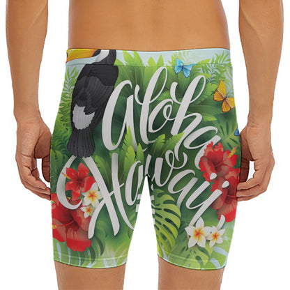 Toucan Aloha Hawaii Print Men's Long Boxer Briefs