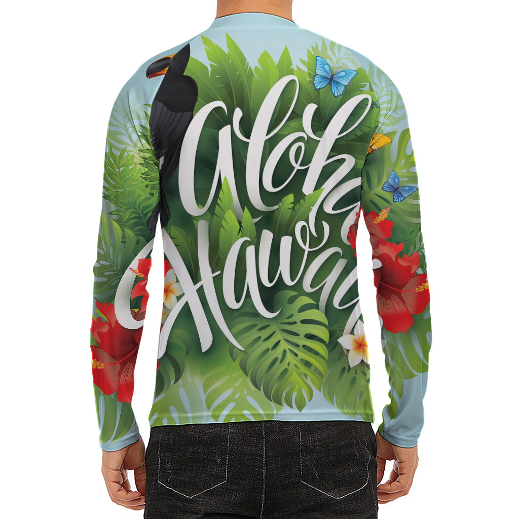 Toucan Aloha Hawaii Print Men's Long Sleeve Rash Guard