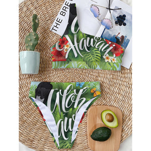 Toucan Aloha Hawaii Print One Shoulder Bikini Top