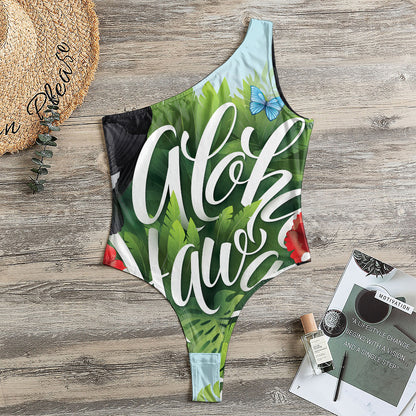 Toucan Aloha Hawaii Print One Shoulder Bodysuit