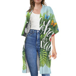 Toucan Aloha Hawaii Print Open Front Beach Cover Up