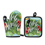 Toucan Aloha Hawaii Print Oven Mitt And Pot Holder Set