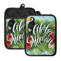 Toucan Aloha Hawaii Print Pot Holders With Pocket