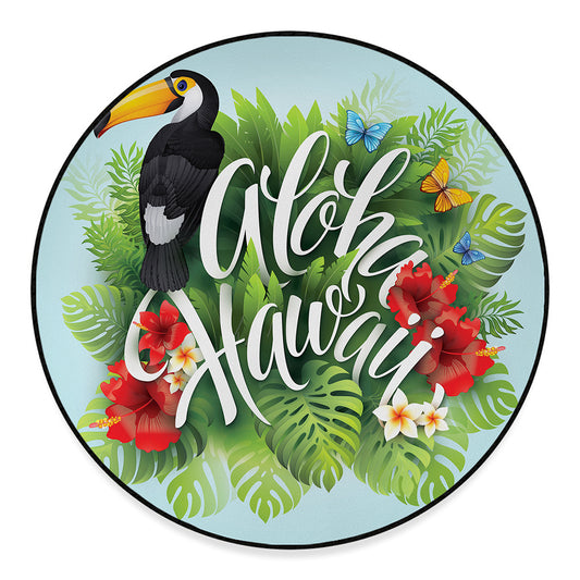 Toucan Aloha Hawaii Print Round Floor Mat
