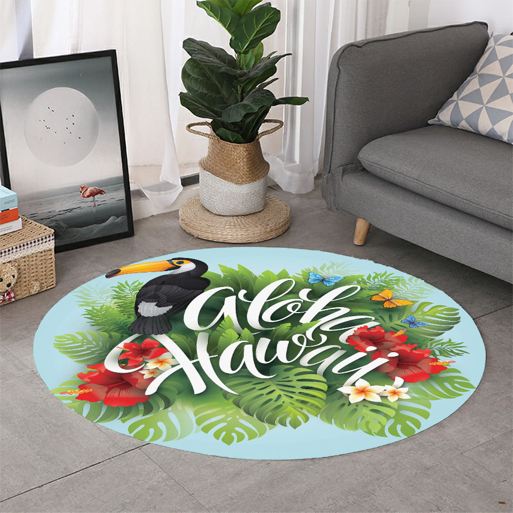 Toucan Aloha Hawaii Print Round Rug