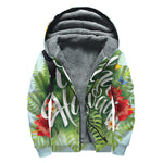 Toucan Aloha Hawaii Print Sherpa Lined Zip Up Hoodie