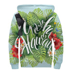 Toucan Aloha Hawaii Print Sherpa Lined Zip Up Hoodie