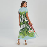 Toucan Aloha Hawaii Print Short Sleeve Maxi Dress