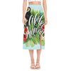 Toucan Aloha Hawaii Print Side Slit Midi Skirt