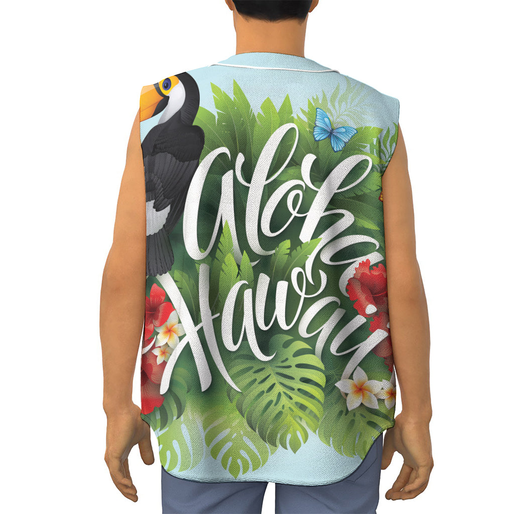 Toucan Aloha Hawaii Print Sleeveless Baseball Jersey