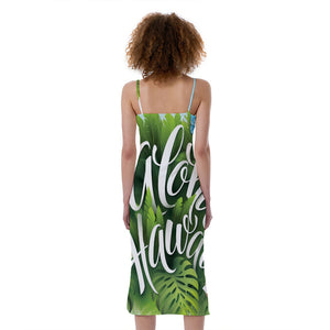 Toucan Aloha Hawaii Print Slim Fit Midi Cami Dress