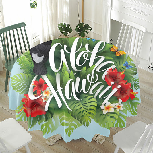 Toucan Aloha Hawaii Print Waterproof Round Tablecloth