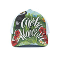 Toucan Aloha Hawaii Print White Mesh Trucker Hat