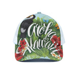 Toucan Aloha Hawaii Print White Mesh Trucker Cap