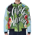 Toucan Aloha Hawaii Print Zip Sleeve Bomber Jacket