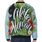 Toucan Aloha Hawaii Print Zip Sleeve Bomber Jacket