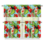 Toucan Parrot Tropical Pattern Print 3 Piece Kitchen Curtains