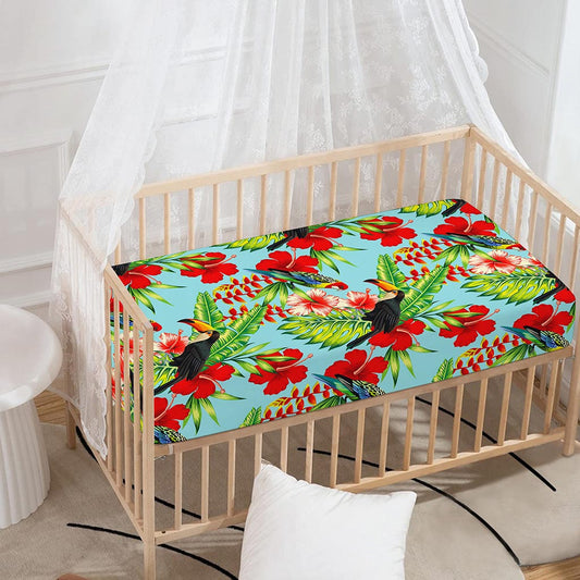 Toucan Parrot Tropical Pattern Print Baby Crib Sheet