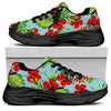 Toucan Parrot Tropical Pattern Print Black Chunky Shoes