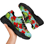 Toucan Parrot Tropical Pattern Print Black Chunky Shoes