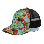 Toucan Parrot Tropical Pattern Print Black Mesh Trucker Cap
