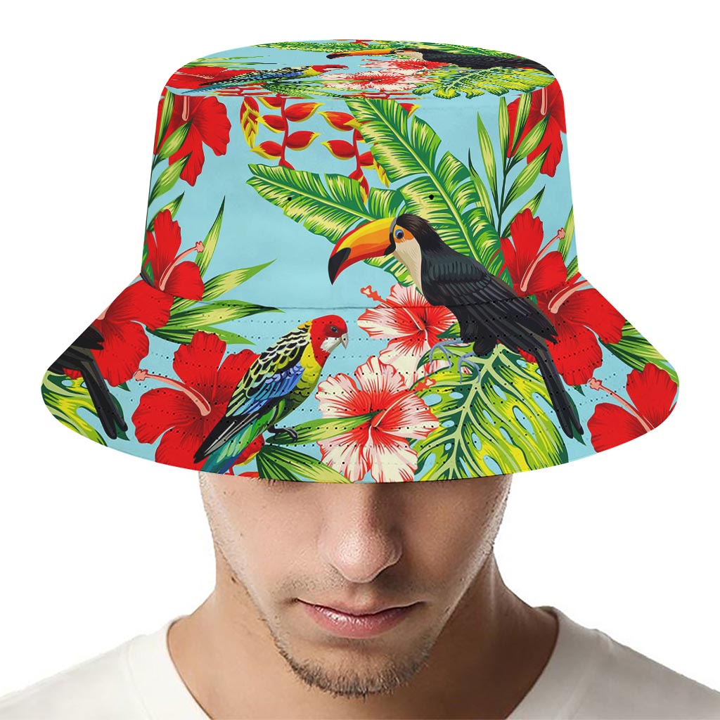 Toucan Parrot Tropical Pattern Print Bucket Hat