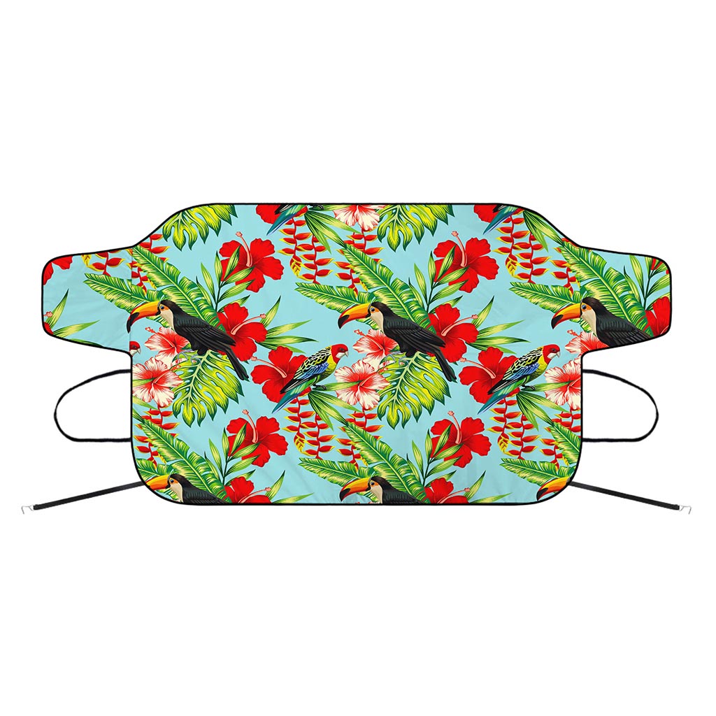 Toucan Parrot Tropical Pattern Print Car Windshield Snow Cover