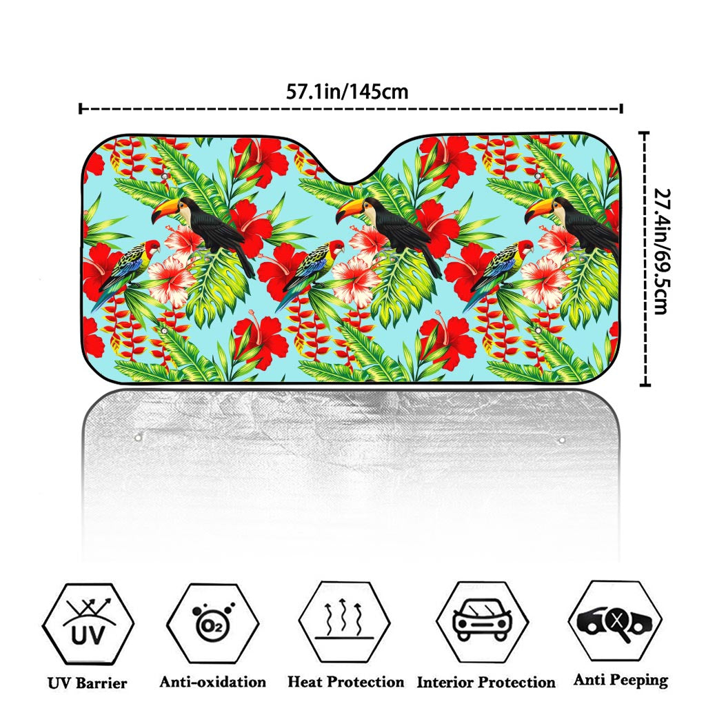 Toucan Parrot Tropical Pattern Print Car Windshield Sun Shade