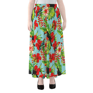 Toucan Parrot Tropical Pattern Print Chiffon Maxi Skirt