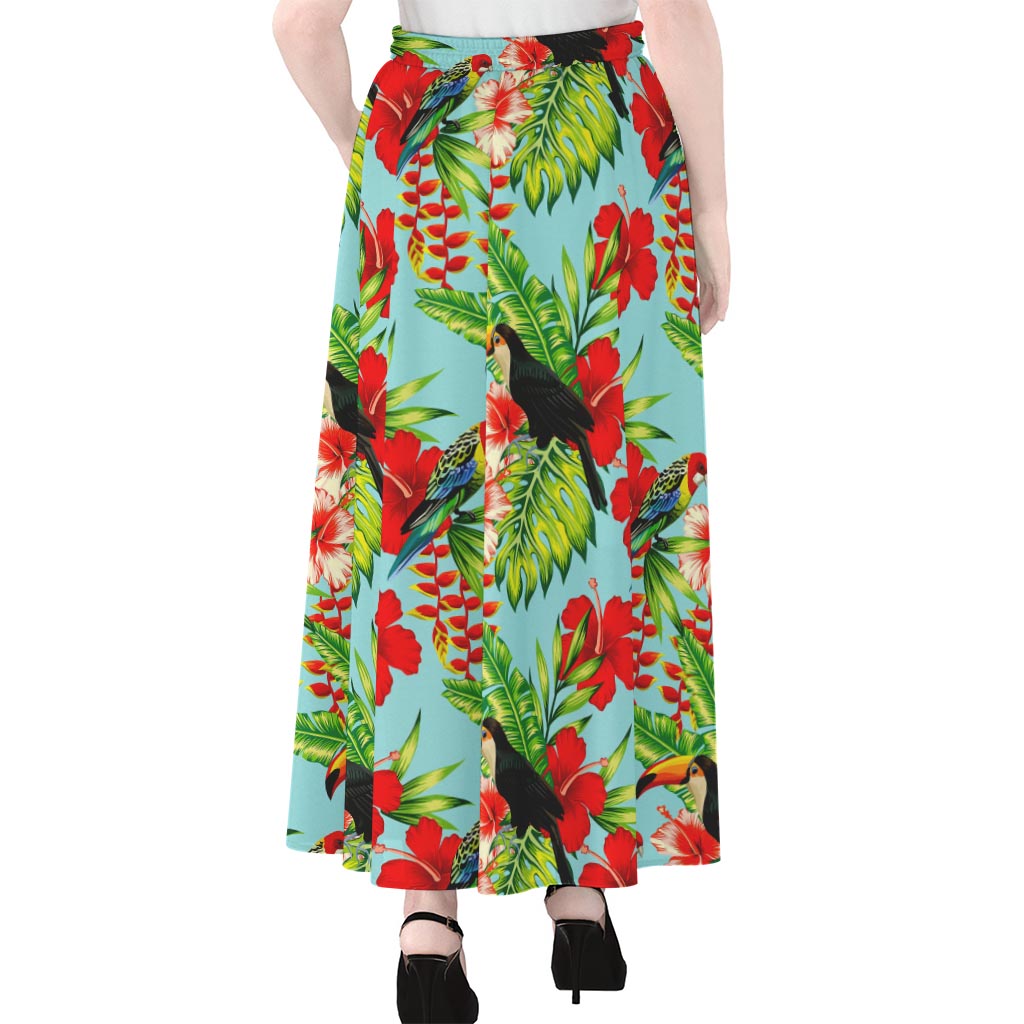 Toucan Parrot Tropical Pattern Print Chiffon Maxi Skirt