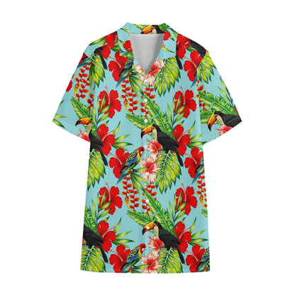 Toucan Parrot Tropical Pattern Print Cotton Hawaiian Shirt