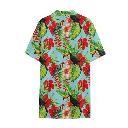 Toucan Parrot Tropical Pattern Print Cotton Hawaiian Shirt