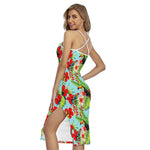 Toucan Parrot Tropical Pattern Print Cross Back Cami Dress