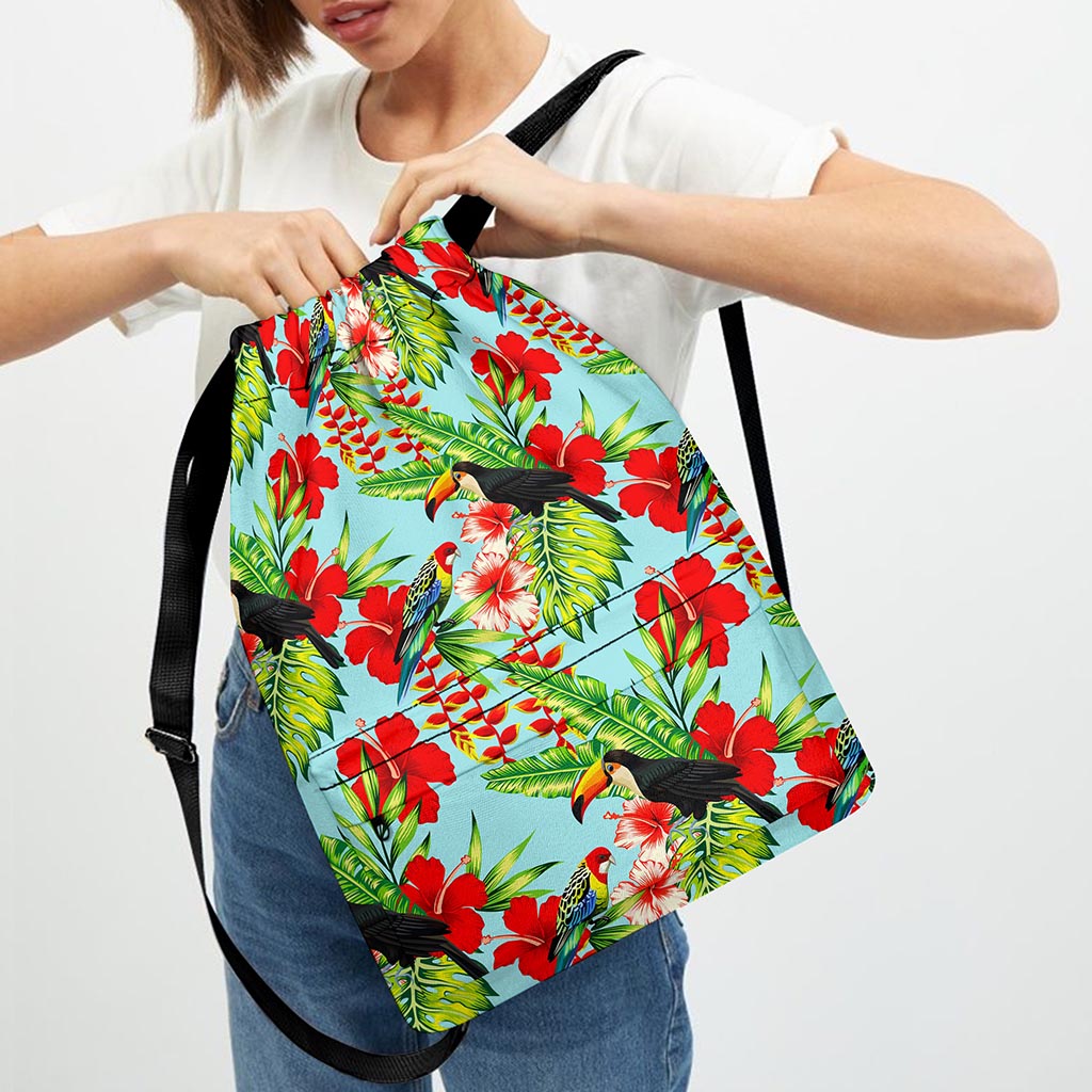 Toucan Parrot Tropical Pattern Print Drawstring Backpack