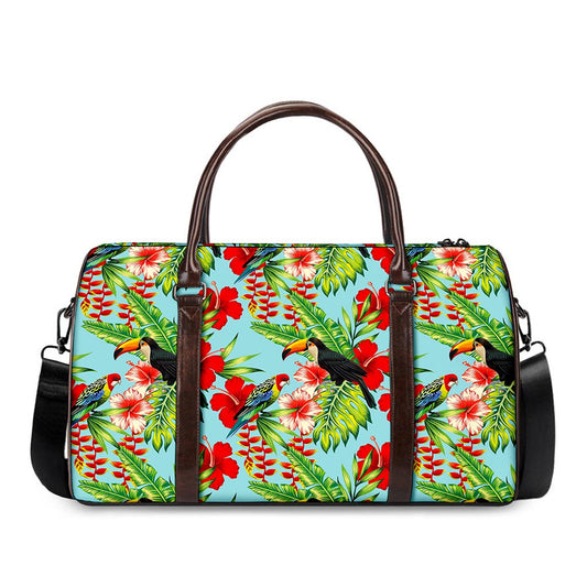 Toucan Parrot Tropical Pattern Print Duffle Bag