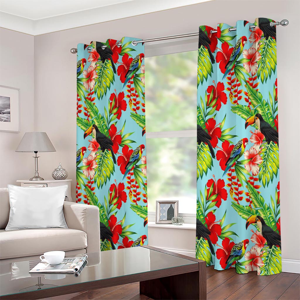 Toucan Parrot Tropical Pattern Print Extra Wide Grommet Curtains