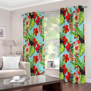 Toucan Parrot Tropical Pattern Print Extra Wide Grommet Curtains