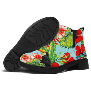 Toucan Parrot Tropical Pattern Print Flat Ankle Boots