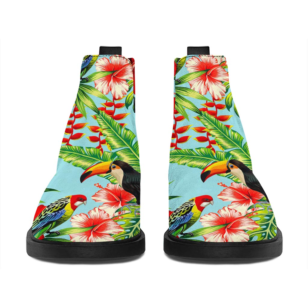 Toucan Parrot Tropical Pattern Print Flat Ankle Boots