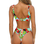 Toucan Parrot Tropical Pattern Print Front Bow Tie Bikini