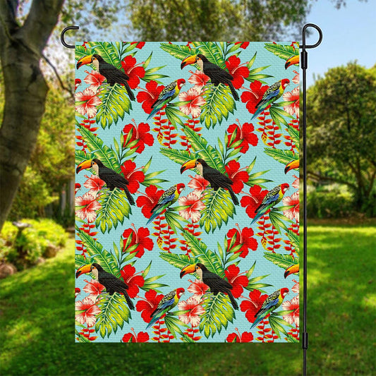 Toucan Parrot Tropical Pattern Print Garden Flag