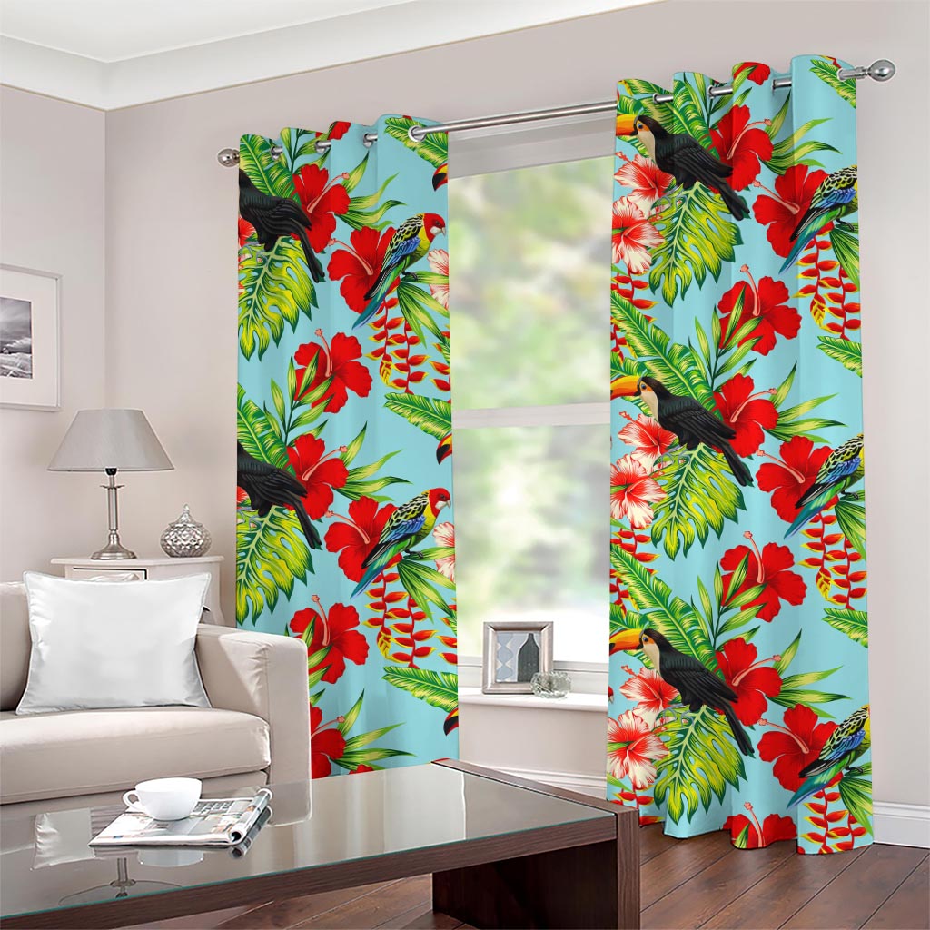 Toucan Parrot Tropical Pattern Print Grommet Curtains