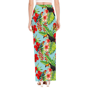 Toucan Parrot Tropical Pattern Print High Slit Maxi Skirt