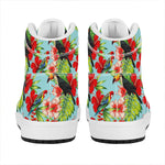 Toucan Parrot Tropical Pattern Print High Top Leather Sneakers
