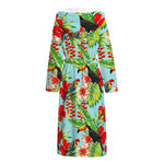 Toucan Parrot Tropical Pattern Print Hooded Bathrobe